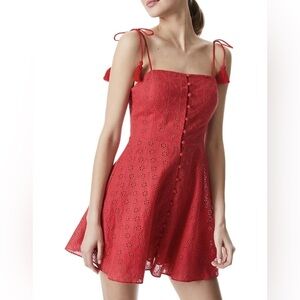 Alice and Olivia Glinda Embroidered Mini Dress in Red